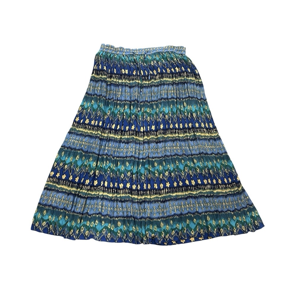 Vintage Phool Blue Broomstick Crinkle Maxi Skirt Flowy Festival Hippie 90's